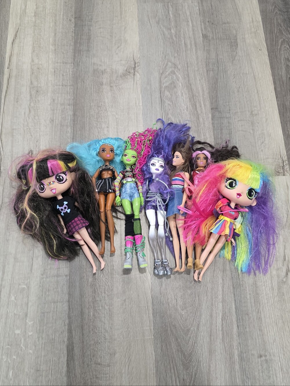 Bundle Of Assorted Colorful Kids 7 Fashion Dolls - Multi-Color